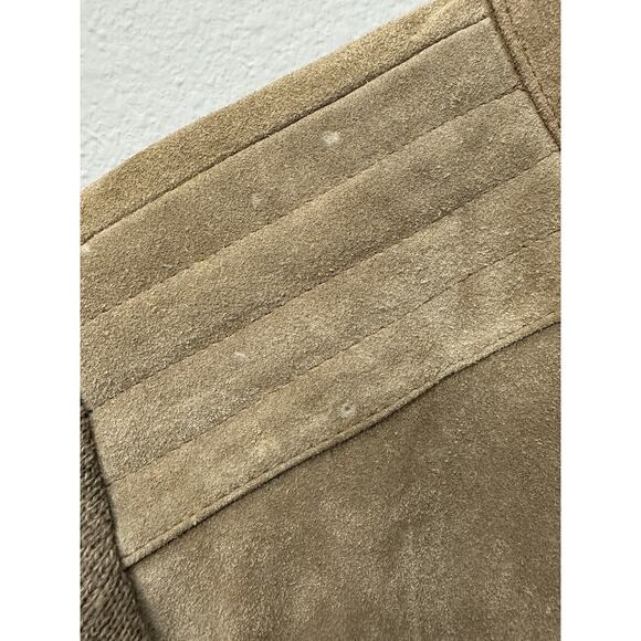 Men's Vintage 80s Anthony Foxx Tan Suede Leather Zip Up Knit Hybrid Jacket Sz L - Picture 4 of 6